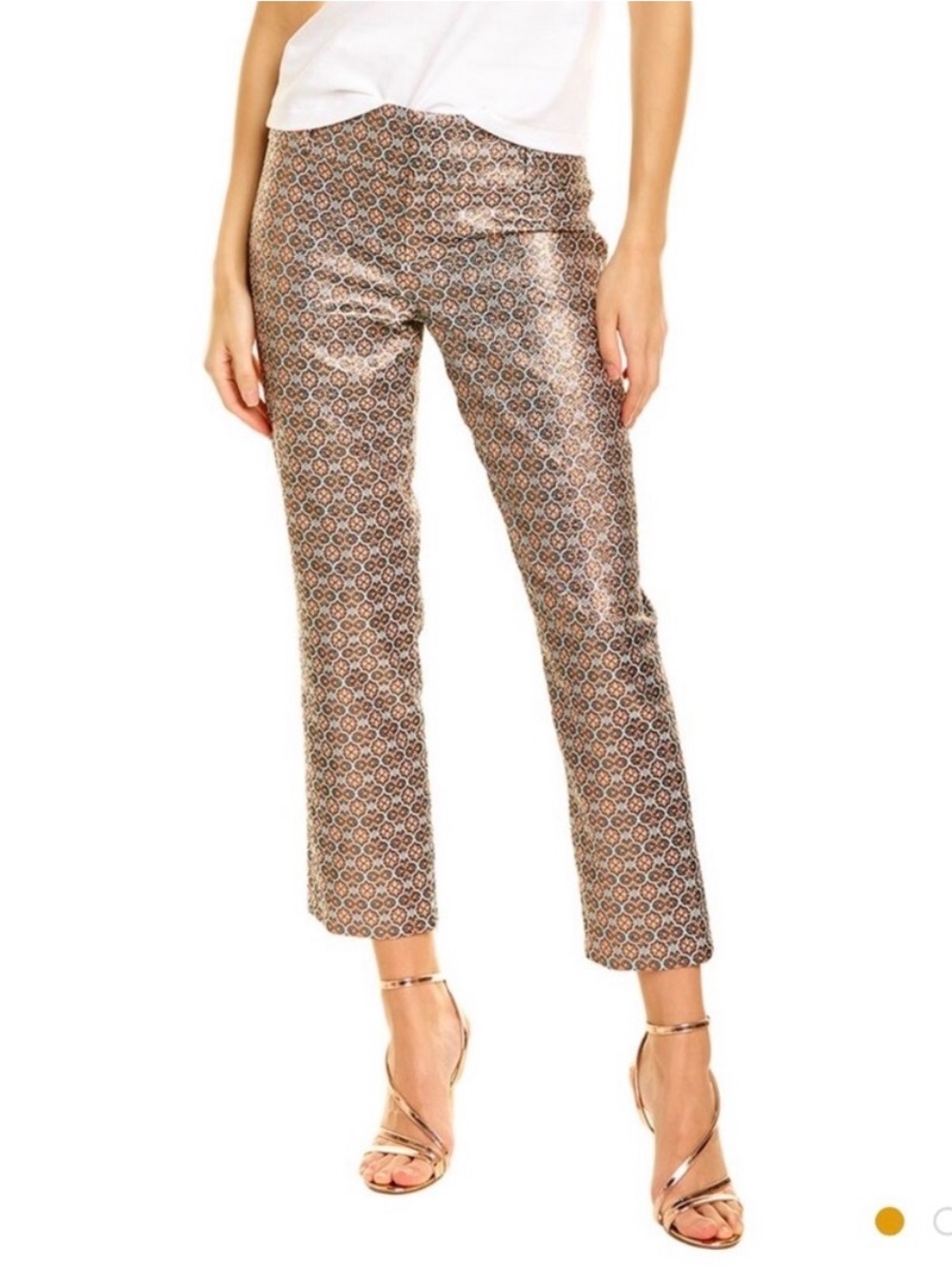 Nwt Alice & Olivia stacey metallic slim medallion ankle pants size 0